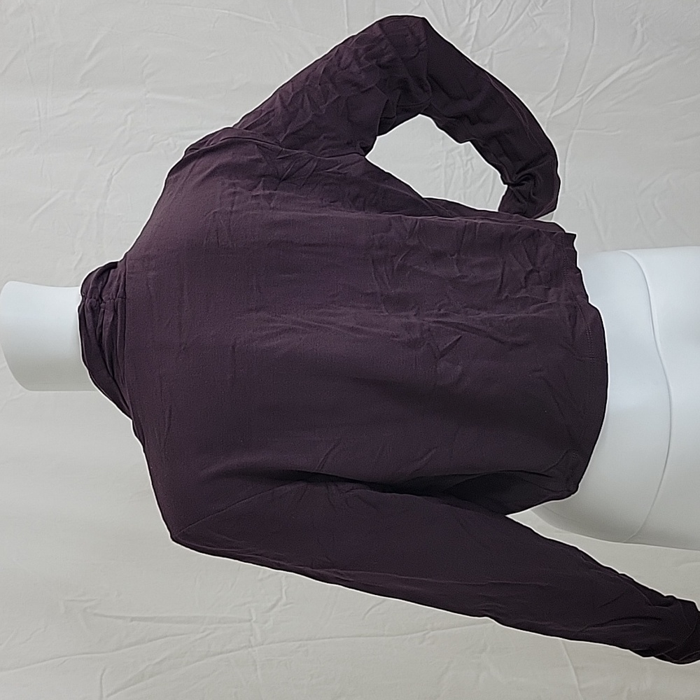 Spiegel Graceful Jersey Long Sleeve Crop Bolero Shrug Jacket, Dark Plum, Medium - Picture 2 of 4